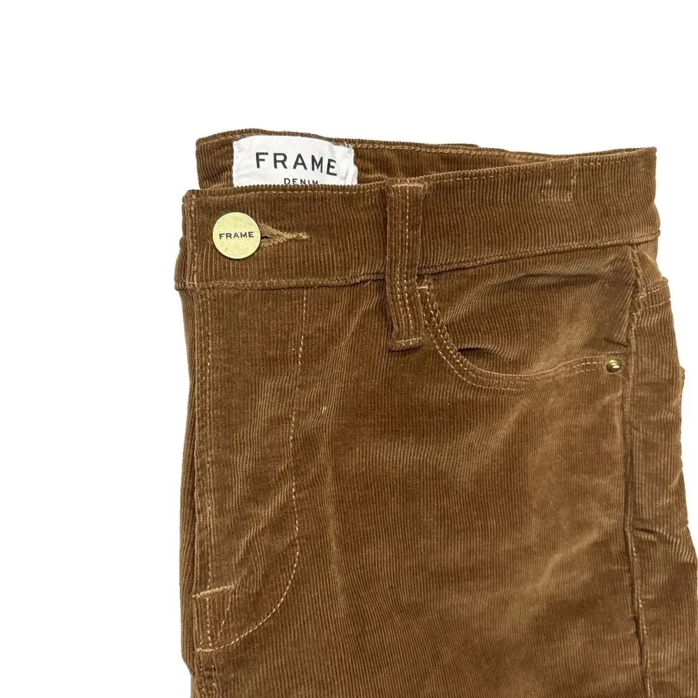 FRAME Le High Straight Corduroy Pants Womens 26 High Rise Ankle Stretch Brown